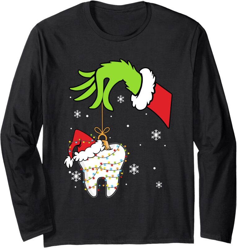 Christmas Tooth Dentist Dental Assistant Teeth Pajamas Xmas Long Sleeve T-Shirt