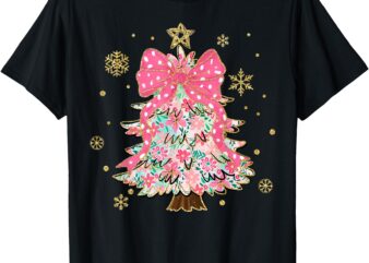 Christmas Tree With Snowflakes and Bow T-Shirt