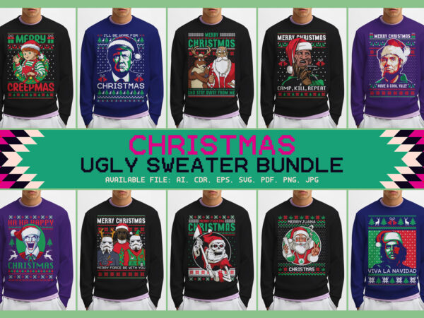 Christmas ugly sweater bundle t shirt vector file