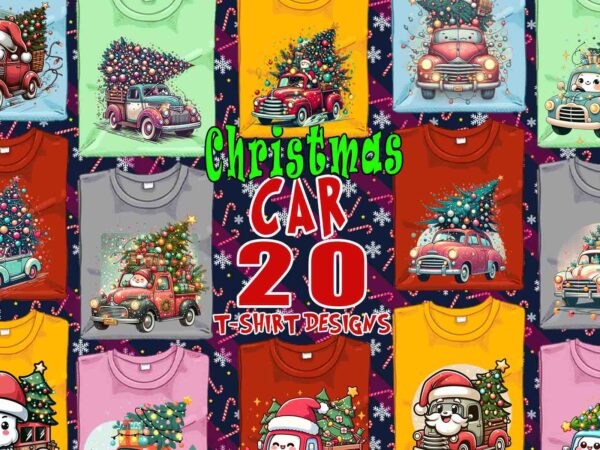 Trendy funny christmas santa car t-shirt design bundle of 20 designs – download instantly for craft store