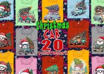 20 Trendy Christmas Tree t-shirt design bundle