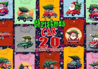 Funny Christmas Tree Delivery Car t-shirt design bundle of 20 design for Christmas 2024