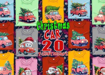 20 Popular Christmas Tree Delivery Car t-shirt design bundle for Christmas 2024