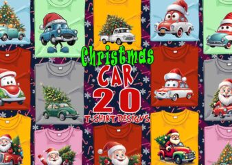 Trendy Funny Christmas Santa Car t-shirt design bundle of 20 designs enjoy Christmas 2024