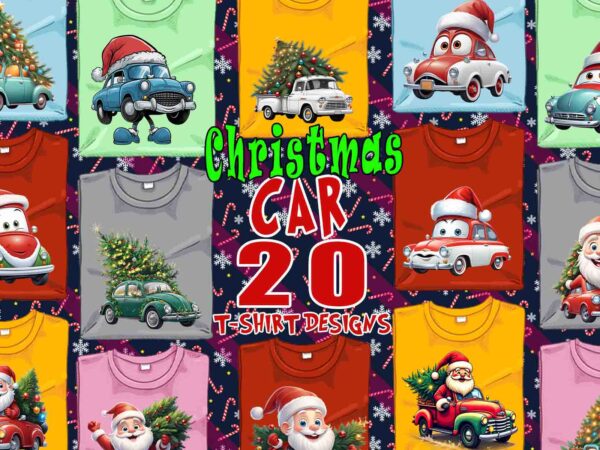 Trendy funny christmas santa car t-shirt design bundle of 20 designs enjoy christmas 2024