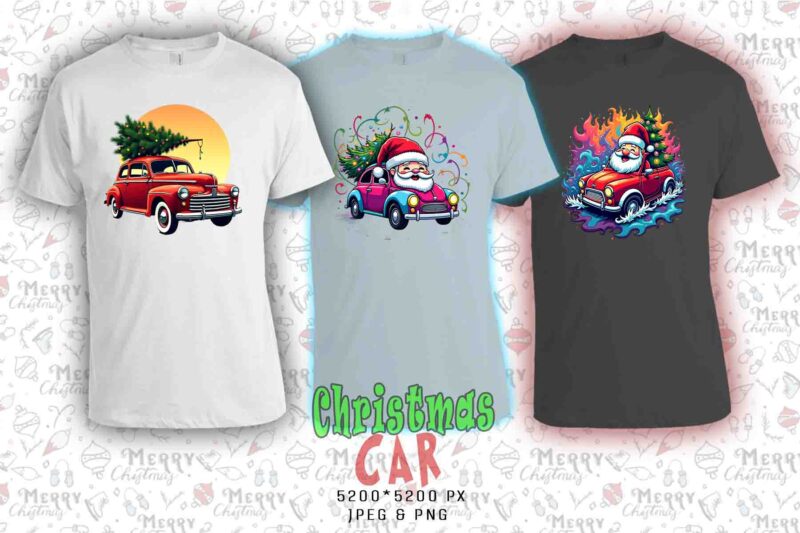 Funny Christmas Tree Delivery Car t-shirt design bundle of 20 design for Christmas 2024