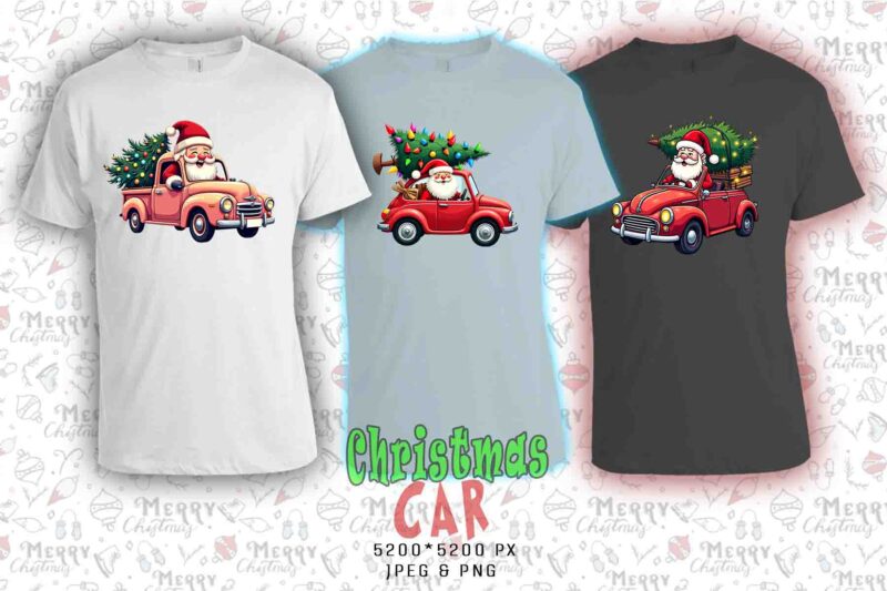 Funny Christmas Tree Delivery Car t-shirt design bundle of 20 design for Christmas 2024