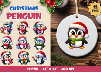 Christmas penguin. Clipart, PNG.