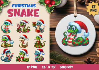 Christmas snake. Clipart, PNG.