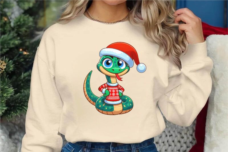 Christmas snake. Clipart, PNG.