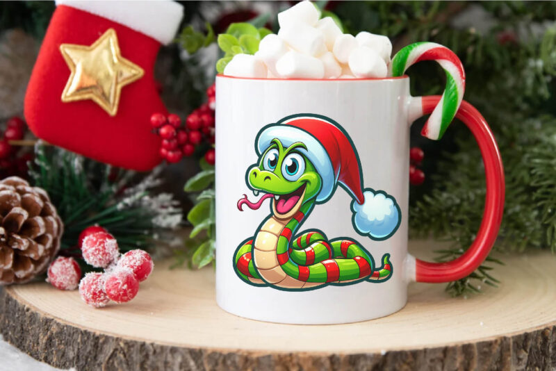 Christmas snake. Clipart, PNG.