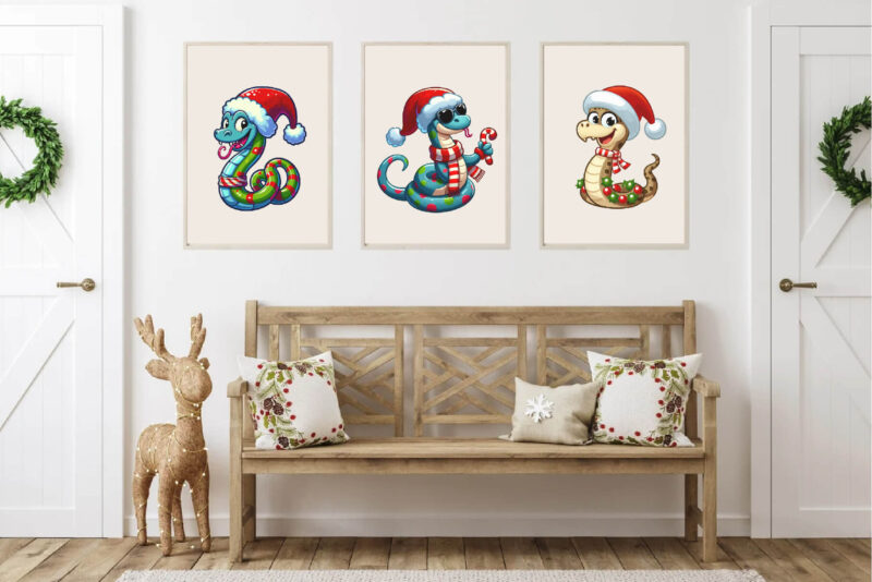 Christmas snake. Clipart, PNG.