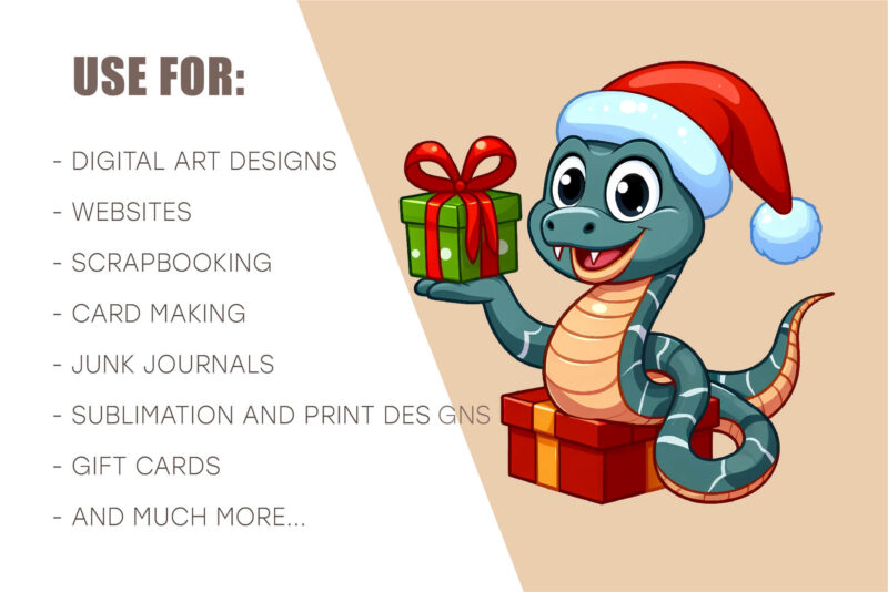 Christmas snake. Clipart, PNG.