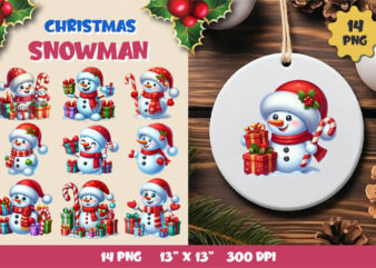 Christmas snowman. Clipart, PNG.