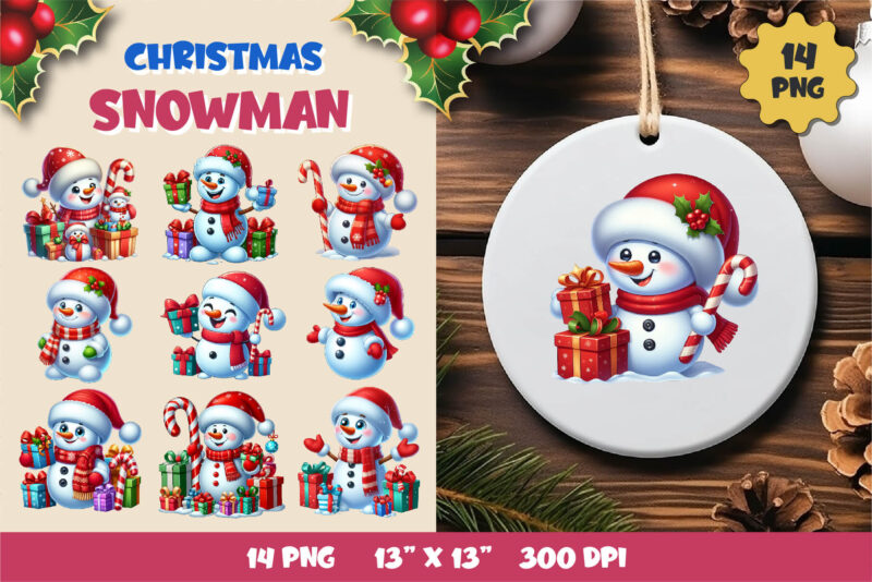 Christmas snowman. Clipart, PNG.