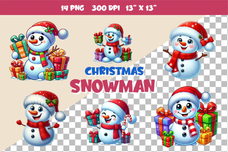 Christmas snowman. Clipart, PNG.