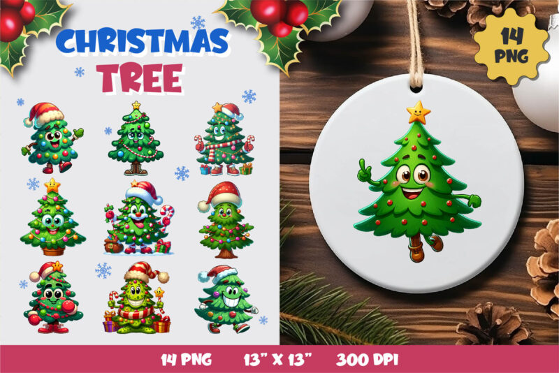 Merry Christmas Tree. Clipart, PNG.