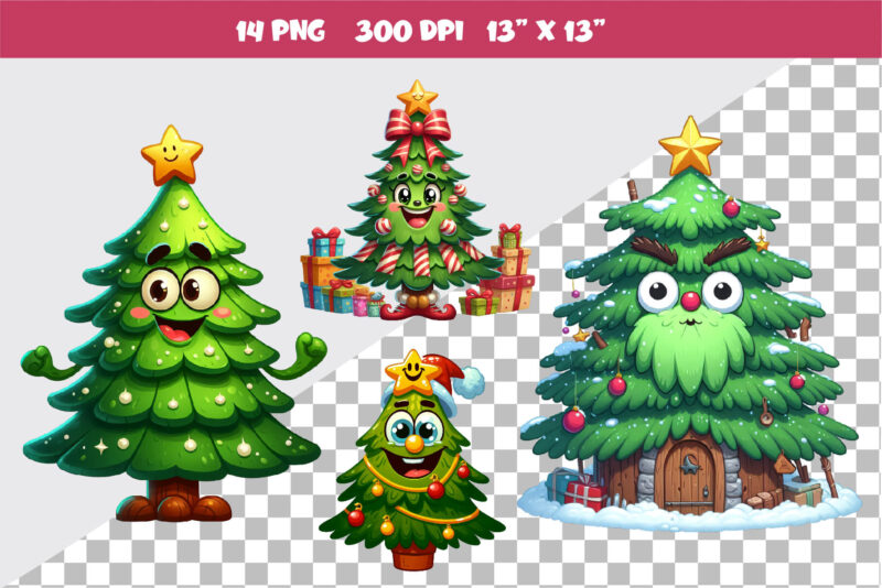 Merry Christmas Tree. Clipart, PNG.