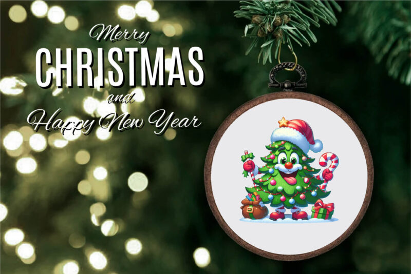 Merry Christmas Tree. Clipart, PNG.