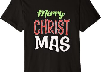 Colorful Red White Green Merry Christmas Premium T-Shirt