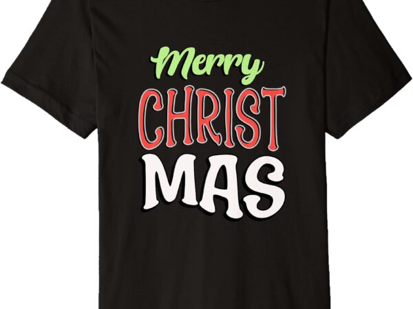 Colorful red white green merry christmas premium t-shirt