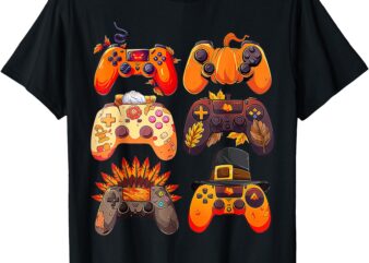 Controllers Fall Gaming Video Game Turkey Thanksgiving Boys T-Shirt