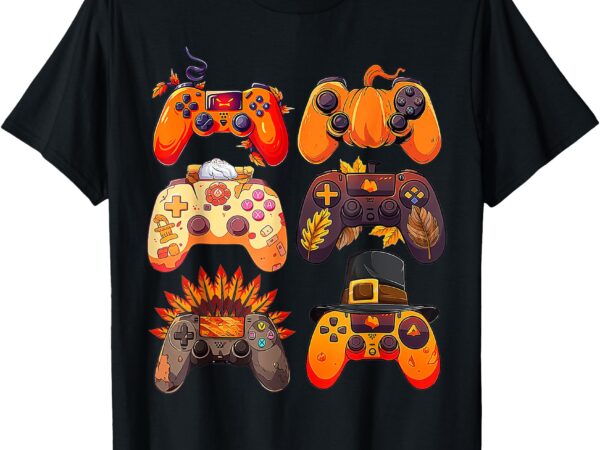 Controllers fall gaming video game turkey thanksgiving boys t-shirt