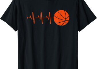 Cool Basketball Heartbeat BBall Coach Player Men Kids Boys T-Shirt