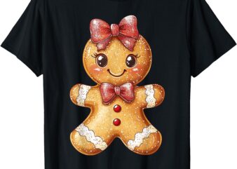 Coquette Bow Christmas Girly Gingerbread Cookie Baking Kids T-Shirt