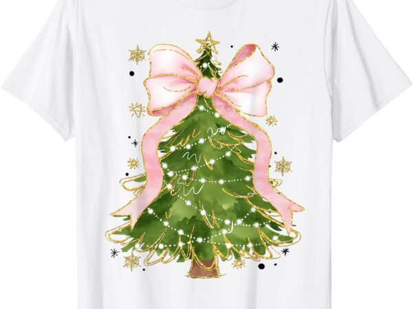 Coquette bow christmas tree xmas holiday girly outfit women t-shirt