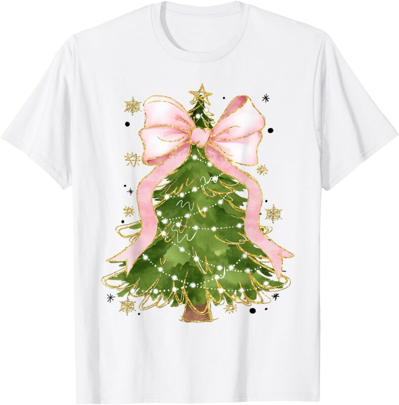 Coquette Bow Christmas Tree Xmas Holiday Girly Outfit Women T-Shirt