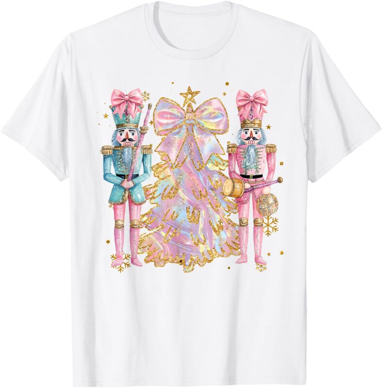 Coquette Christmas Tree Pink Nutcrackers Women Kids Girls T-Shirt