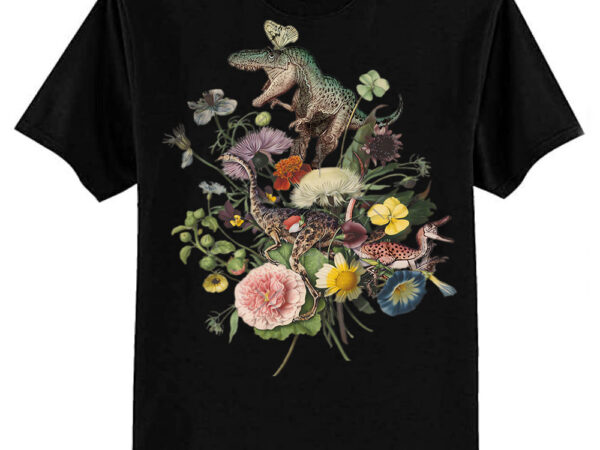 Cottagecore dino-mite dinosaur botanical bouquet essential t-shirt