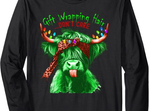 Cow _messy hair don’t care_ christmas eve edition long sleeve t-shirt