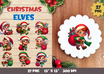 Cute Christmas elf. Clipart, PNG.