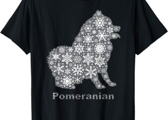 Cute Dog Merry Christmas – Snowflakes Pomeranian T-Shirt