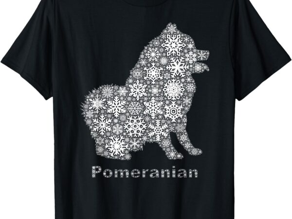 Cute dog merry christmas – snowflakes pomeranian t-shirt