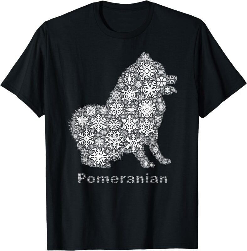 Cute Dog Merry Christmas – Snowflakes Pomeranian T-Shirt