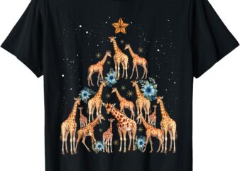 Cute Giraffe Christmas Tree Giraffe Lovers Xmas Holiday T-Shirt