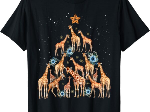 Cute giraffe christmas tree giraffe lovers xmas holiday t-shirt