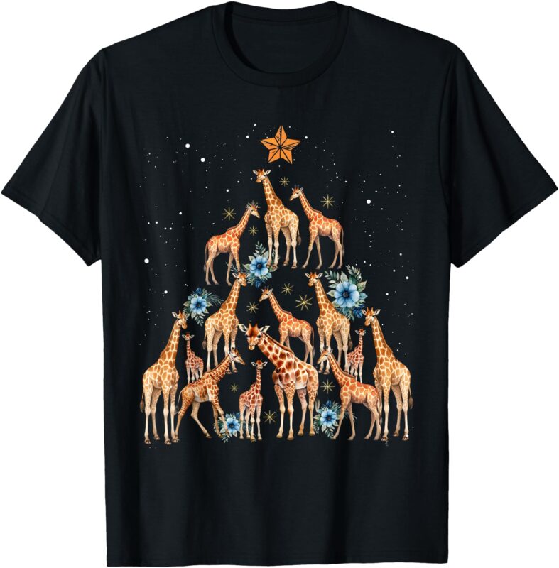 Cute Giraffe Christmas Tree Giraffe Lovers Xmas Holiday T-Shirt