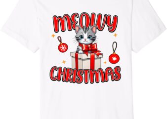 Cute Kitty, Cute Cat Merry Christmas Premium T-Shirt