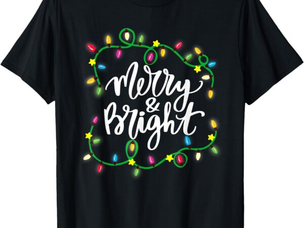 Cute merry & bright christmas lights xmas pjs men women kids t-shirt