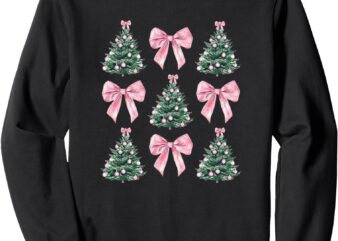 Cute Pink Bow Christmas Tree Pattern Sweatshirt