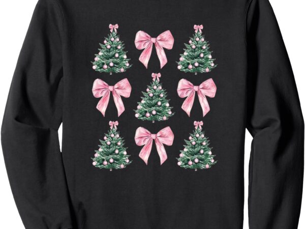 Cute pink bow christmas tree pattern sweatshirt