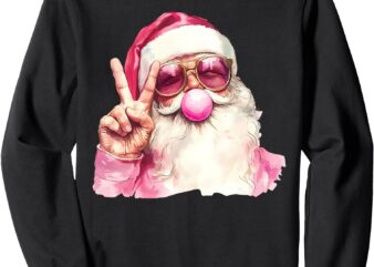 Cute Retro Santa Christmas Blowing Bubble Gum Vintage Girly Sweatshirt