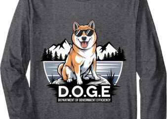 DOGE Department Of Government Efficiency Cute Shiba Inu Dog Long Sleeve T-Shirt