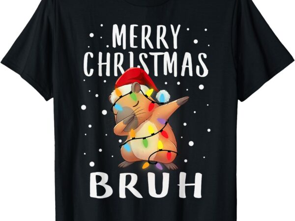 Dabbing santa capy light merry christmas bruh boy girl funny t-shirt