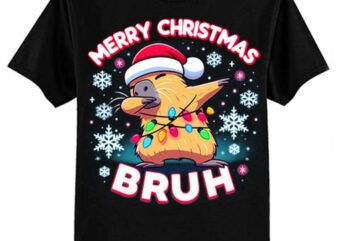 Dabbing Santa Capy Light Merry Christmas Bruh Boy Girl Funny T-Shirt ltsp