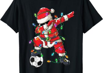 Dabbing Santa Xmas Lights Soccer Christmas Women Men Kids T-Shirt